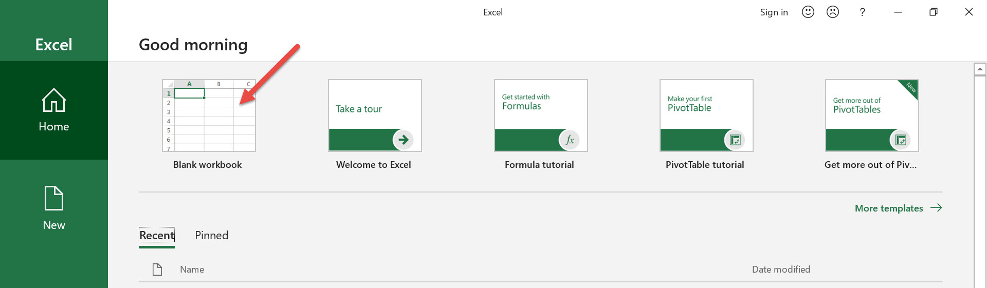 Memilih Template Workbook