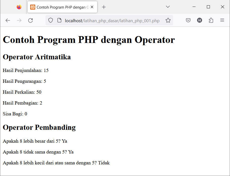 Operator pada PHP