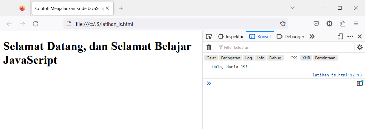 Menjalankan Kode Prorgam Javascript dari Halaman Web