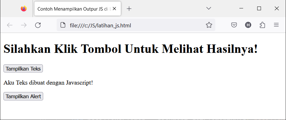 Tampilan Tombol Teks