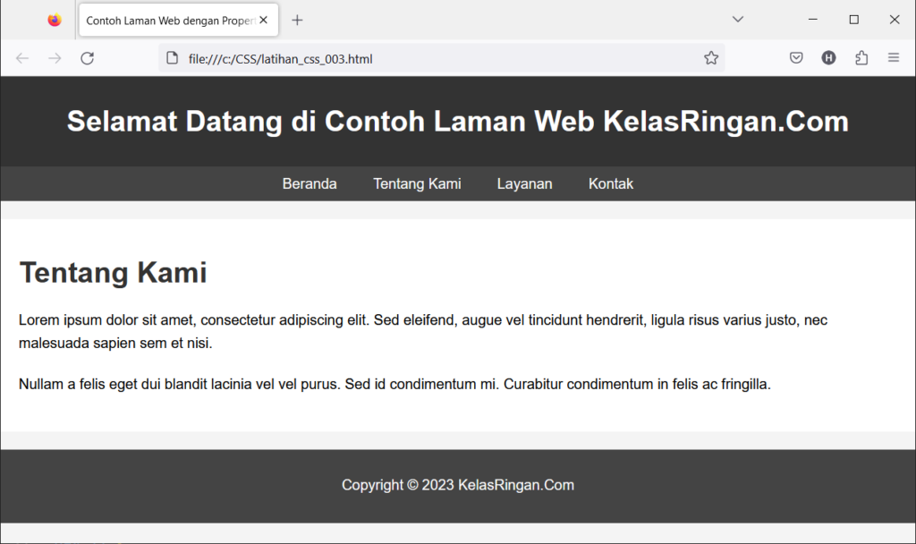 Properti Dasar CSS