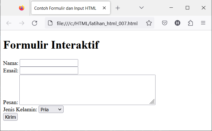 Formulir dan Input Pada HTML