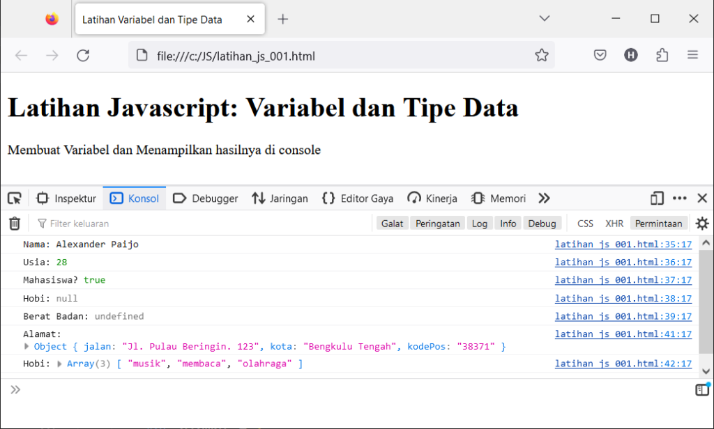 Variabel dan Tipe Data